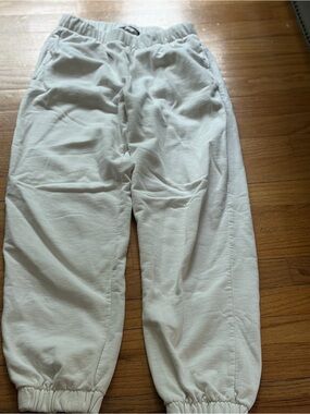 BranCozy White Elastic Waist Joggers